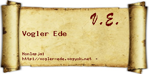 Vogler Ede névjegykártya
